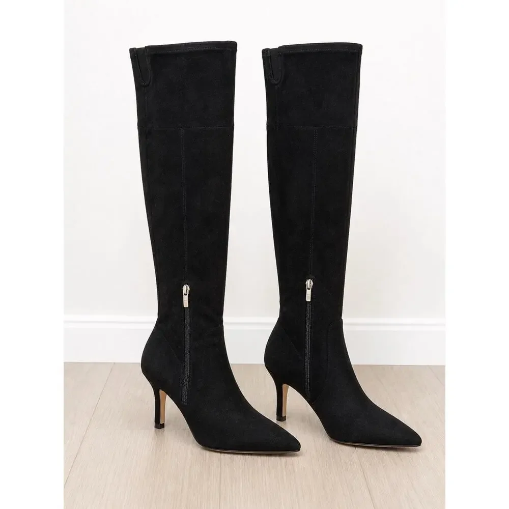 Marc Fisher Black Stretch Knee High Boots Size 7.5  2” Heel